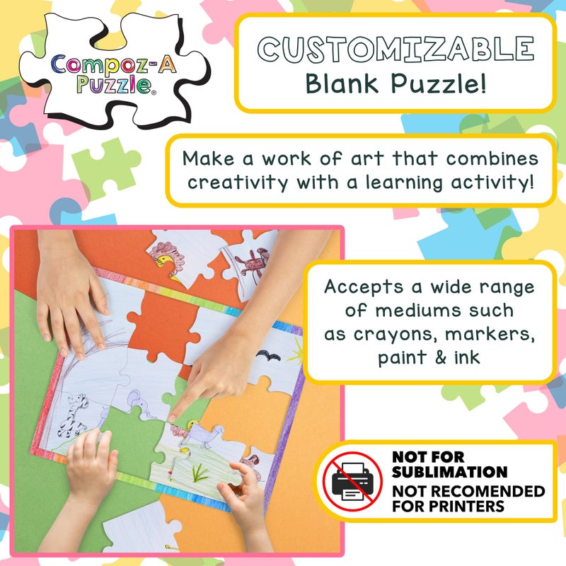 Hygloss 12 Blank Jigsaw Puzzles â€“ 5.5 x 8 Inch, 28 Pieces Each â€“ Hygloss DYI Party invites, Perfect for Decorating, Kids' Activities, Arts & Crafts or Party Favors - Puzzle Pieces to Draw On for Crafts - Image 5